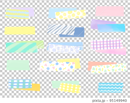 簡單的流行和可愛的膠帶手繪水彩插圖集 95149940