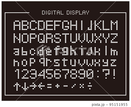デジタル表示のアルファベットと数字のイラスト素材　デジタル表示の時計の文字 95151955