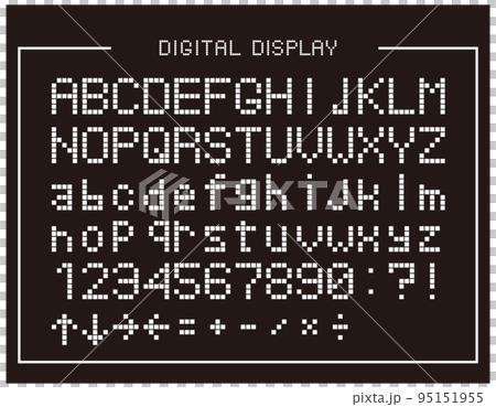 デジタル表示のアルファベットと数字のイラスト素材　デジタル表示の時計の文字 95151955