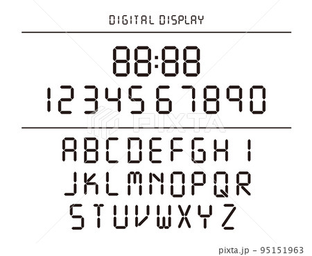 デジタル表示のアルファベット数字のベクターイラスト デジタル時計 デジタル表示のアルファベット数字のベクターイラスト デジタル時計 95151963