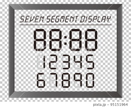 7セグメントのデジタル数字のイラスト　デジタル表示の数字のベクターイラスト 95151964