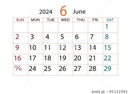 2024年カレンダー6月 2024年カレンダー6月 95152991