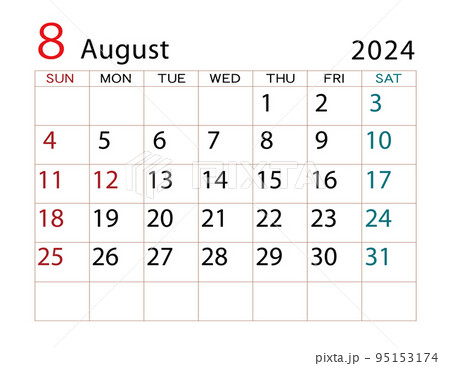 2024年カレンダー 8月 2024年カレンダー 8月 95153174