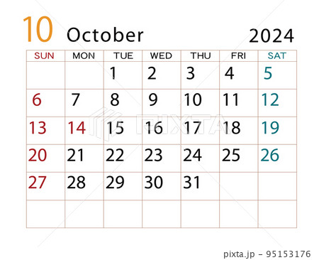 2024年カレンダー　10月	 95153176
