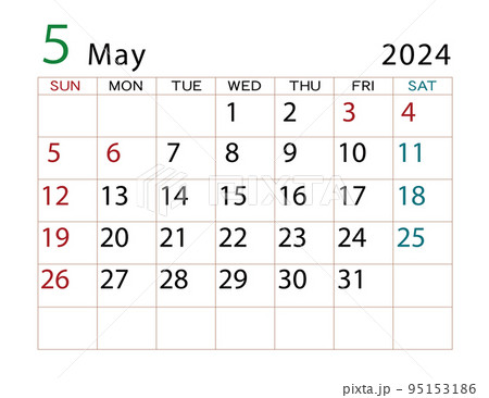 2024年カレンダー　5月	 95153186