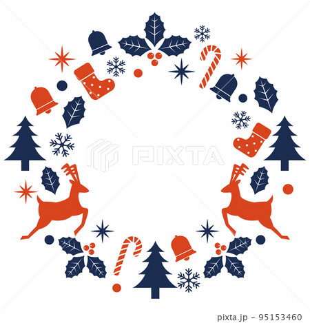 クリスマスモチーフのリース_ブルー 95153460