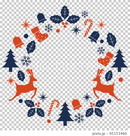 クリスマスモチーフのリース_ブルー 95153460