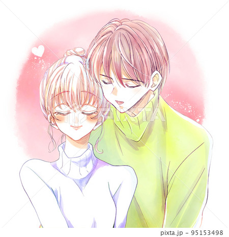 寄り添う男女のイラスト素材