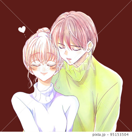 寄り添う男女のイラスト素材