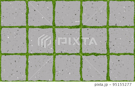 Seamless texture of old pavement with moss and concrete square bricks Seamless texture of old pavement with moss and concrete square bricks 95155277