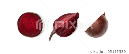 Raw Beetroot Slice Isolated, Red Beets Cut, Beet Root Pieces 95155529