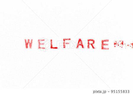 Red color ink rubber stamp in word welfare on white paper background Red color ink rubber stamp in word welfare on white paper background 95155833