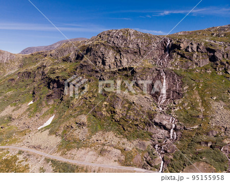 Waterfall in mountains. Norwegian route Sognefjellet 95155958
