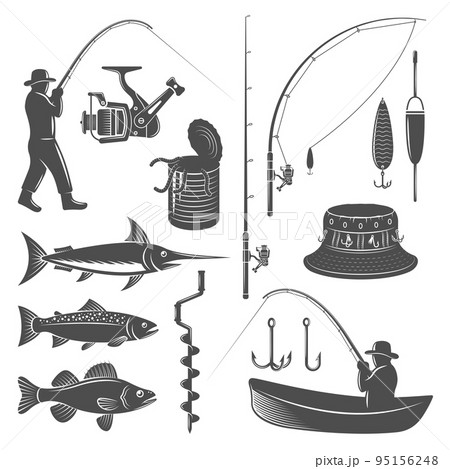 Fishing Decorative Graphic Icons Set 95156248