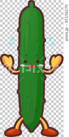 Illustration of a cute cucumber character looking impatient 95156270
