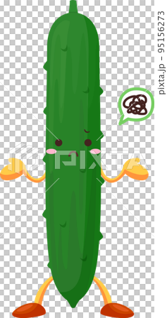 一個帶著驚訝臉的可愛黃瓜角色的插圖 95156273