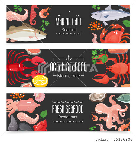 Fresh Seafood 3 Banners Set 95156306