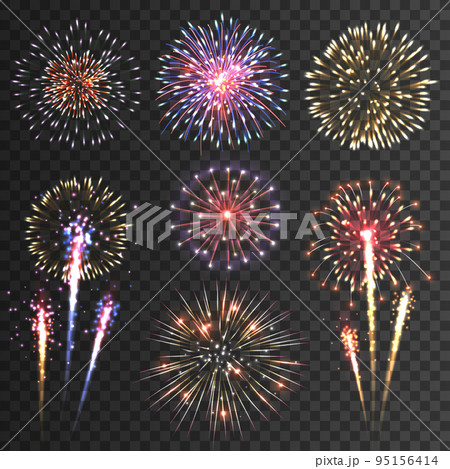Firework pictograms black background set Firework pictograms black background set 95156414