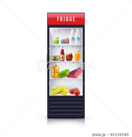 Food In Fridge Realistic Illustration Icon 95156580