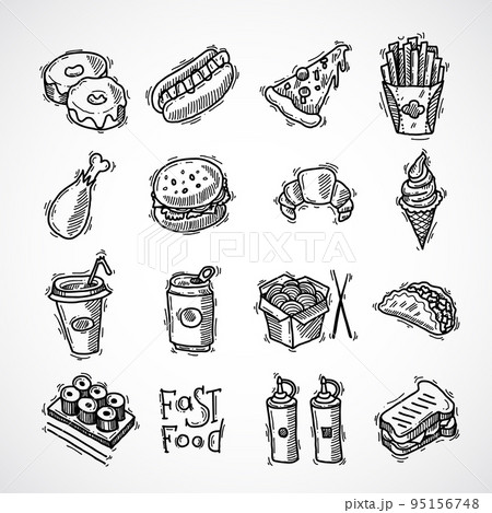 Fast Food Icons Set Fast Food Icons Set 95156748