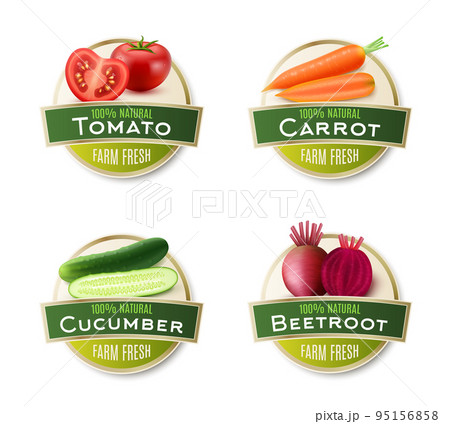Farm Fresh Vegetables Round Labels Collection 95156858
