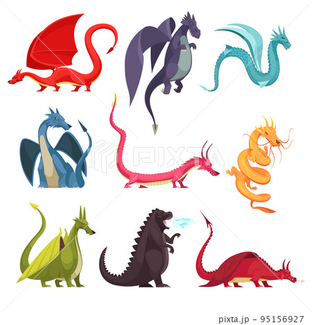 Dragons Monsters Cartoon Set Dragons Monsters Cartoon Set 95156927