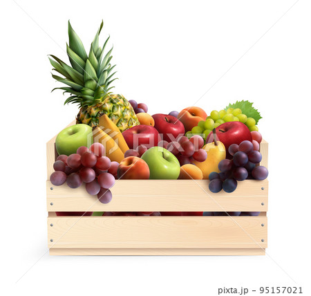 Fruits In Box Realistic Composition Fruits In Box Realistic Composition 95157021