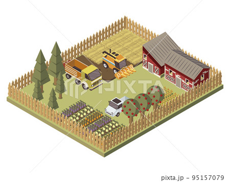 Farm Vehicles Isometric Design 95157079