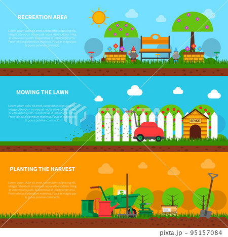 Gardening banner set 95157084