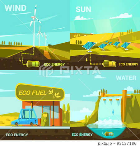 Ecological energy cartoon set Ecological energy cartoon set 95157186