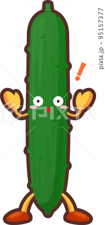 驚くかわいいきゅうりのキャラクターのイラスト 驚くかわいいきゅうりのキャラクターのイラスト 95157377