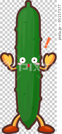 驚くかわいいきゅうりのキャラクターのイラスト 驚くかわいいきゅうりのキャラクターのイラスト 95157377
