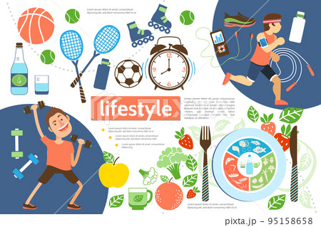 Flat Active Lifestyle Infographic Template Flat Active Lifestyle Infographic Template 95158658