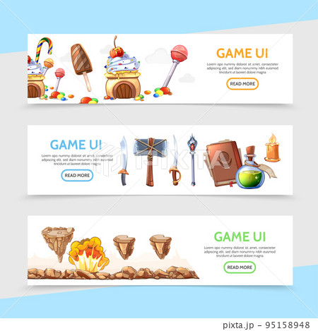 Flat Game Design Horizontal Banners Flat Game Design Horizontal Banners 95158948