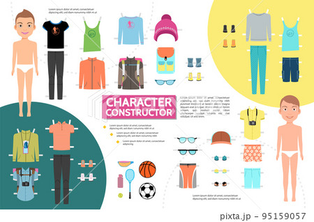 Flat Male Athlete Character Infographic Concept Flat Male Athlete Character Infographic Concept 95159057