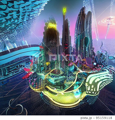 未来海中バイオ都市高層ビル 未来海中バイオ都市高層ビル 95159118