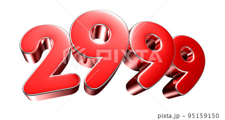 Rounded red number 2999. 95159150