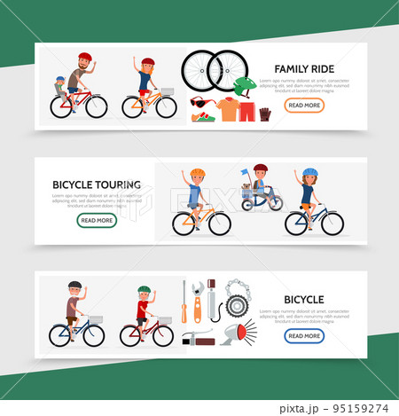 Flat Bicycle Colorful Horizontal Banners Flat Bicycle Colorful Horizontal Banners 95159274