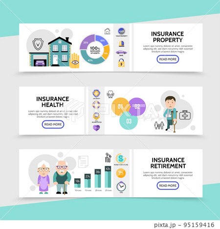 Flat Insurance Horizontal Banners Flat Insurance Horizontal Banners 95159416