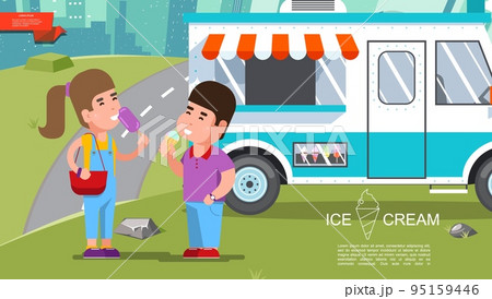 Flat Ice Cream Summer Colorful Template Flat Ice Cream Summer Colorful Template 95159446