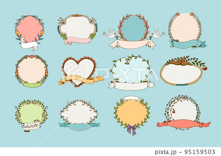 Floral wreaths and heart frames 95159503