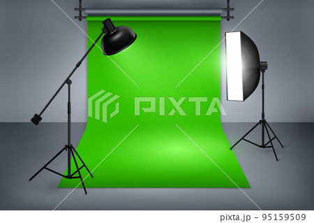 Film studio with green screen Film studio with green screen 95159509