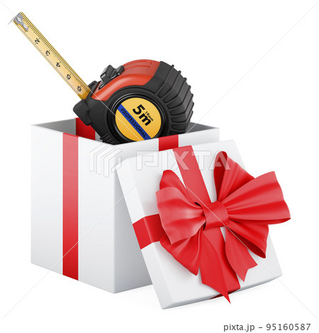 Tape measure inside gift box, gift concept. 3D rendering 95160587