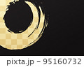 イラスト素材　背景　和風　和柄　筆　書道　イメージ　背景テクスチャ　黒　金色　市松模様 95160732