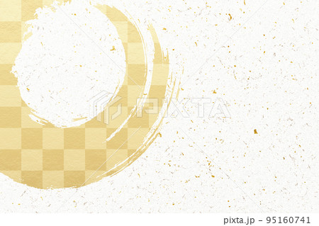 イラスト素材　背景　和風　和柄　筆　書道　イメージ　背景テクスチャ　白　白背景　白バック　金箔 95160741