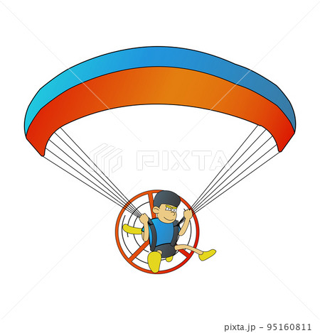 cute of man on paramotor on cartoon version cute of man on paramotor on cartoon version 95160811