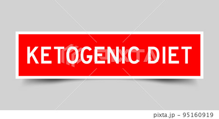 Red color square shape sticker label with word ketogenic diet on gray background Red color square shape sticker label with word ketogenic diet on gray background 95160919