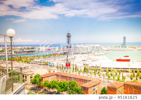 Barcelona with port Vell, Spain 95161625