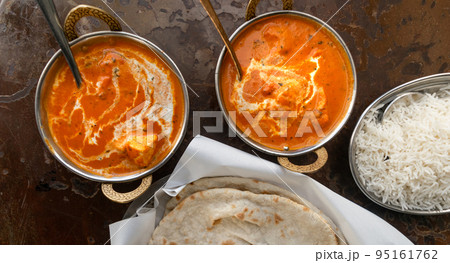 Butter Paneer Masala, Cottage Cheese Curry, Chicken Korma, Traditional Indian Food Butter Paneer Masala, Cottage Cheese Curry, Chicken Korma, Traditional Indian Food 95161762
