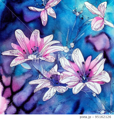 forget me not. watercolor floral background. small flowers on blue background 95162126